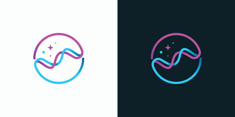 Vector logo design of two unified wave lines in a circle shape with a modern, simple, clean and abstract style.