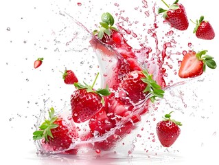 Canvas Print - Refreshing Strawberry Explosion in Vibrant Red Hues