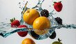 © Purnama - fresh fruits with a splash of water produced ai