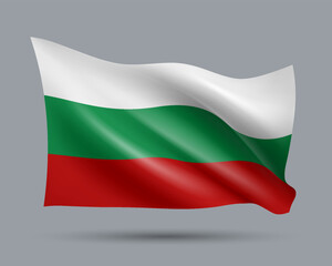 Wall Mural - Vector illustration of 3D-style flag of Bulgaria isolated on light background. Created using gradient meshes, EPS 10 vector design element from world collection