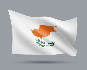 Wall Mural - Vector illustration of 3D-style flag of Cyprus isolated on light background. Created using gradient meshes, EPS 10 vector design element from world collection