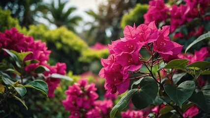 Wall Mural - bougainvillea flower in garden background