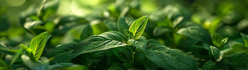 Wall Mural - Green Leaves in the Sunlight Close Up Photo