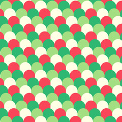 Wall Mural - Christmas seamless pattern.Mermaid fish scales seamless pattern in green and red.Colorful curve ocean wave repeat pattern.Vector graphic background illustration.