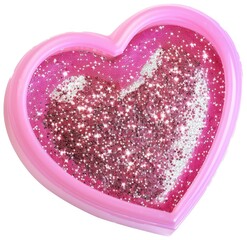 Wall Mural - Sparkling pink heart with glitter on a pristine white background, captured in ultra-high definition.