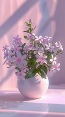 Wall Mural - A vase of pink phlox flowers sits on a windowsill