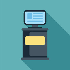 Poster - Interactive digital kiosk displaying information on its monitor, providing engaging content to users