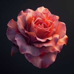 Wall Mural - A close-up of a rose with soft lighting, showing intricate details of its petals