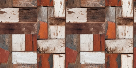 Wall Mural - Old wooden seamless background.