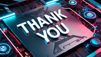 Wall Mural - Thank You Message Displayed On A Circuit Board