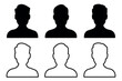 © AsadWafa - Vector silhouette of a male head from Front. Silhouette of people Front view. Silhouette of face shape from Front.