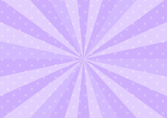 Wall Mural - かわいいポップな集中線　紫　ドット　サンバースト　縦　　Illustration with retro comic effect. Cute purple burst background.
