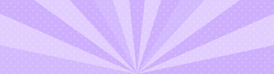 Wall Mural - かわいいポップな集中線　紫　ドット　サンバースト　縦　　Illustration with retro comic effect. Cute purple burst background.