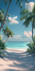 Wall Mural - Beautiful Tropical Beach Scene Nature