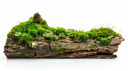 Poster - A close-up shot of a wooden fragment covered in lush green moss, perfect for use in nature-themed designs