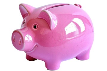 Poster - A pink piggy bank sitting on a table, great for financial or savings themed images