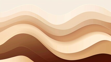 Fototapete - A flat illustration with a brown and beige waves in the style of vector art.