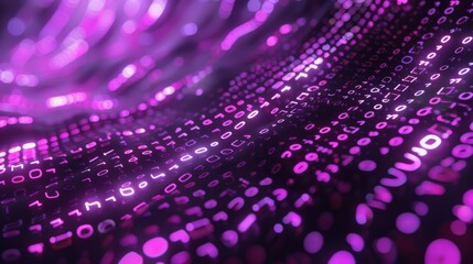 Aufkleber - A close-up view of a digital background with swirling binary code in shades of purple. The numbers appear to be floating in a dynamic, three-dimensional space.