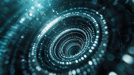 Poster - A swirling tunnel of blue light with white dots, creating an abstract and mesmerizing effect.