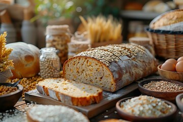 Poster - Freshly Baked Bread With Seeds and Flour Photo