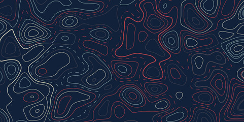 Wall Mural - Topographic map contour line background vector concept. Navy blue background contour map. Rendering abstract illustration.