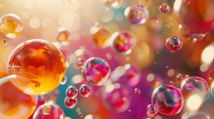 Poster - The desktop background of this abstract computer wallpaper features flying bubbles on a colorful background. The aspect ratio is 16:9.