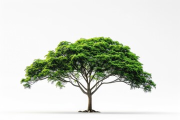 Poster - A tree with lush green leaves against a white background, ideal for use in illustrations, designs or as a standalone image