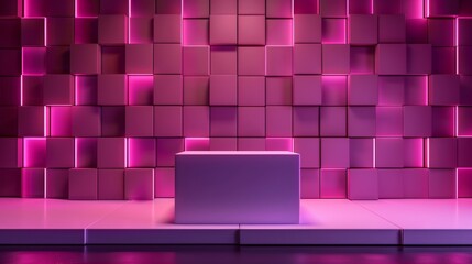 Poster - This is a modern 3d wallpaper with magenta LEDs, it includes bed, floor, table, roof, window, and furniture - not safa.