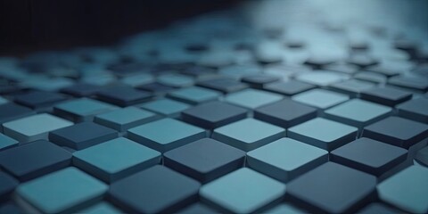 Poster - A blue and white image of squares and rectangles