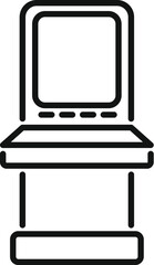 Poster - simple black and white icon of an arcade game machine standing on a platform