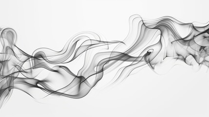 Smoke-like lines on a white background, simple and elegant style, black ink, fluid organic shapes.