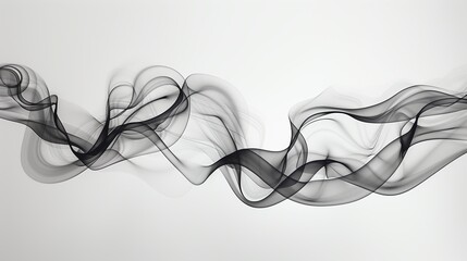 Poster - Smoke-like lines on a white background, simple and elegant style, black ink, fluid organic shapes.