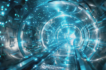 Blue and Silver light, Explore the futuristic vistas of an abstract radial technology city.