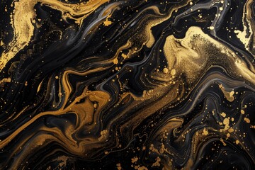 Poster - It is a mesmerizing gold golden abstract fluid background wallpaper texture generated by AI. Yellow liquid gold motion flow pattern with gold liquid.