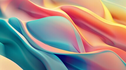 Poster - For designing apps or products, a subtle abstract background with pastel waves. Gradient colors.
