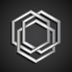 Wall Mural - 3d geometric metal hexagon symbol / vector illustration