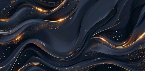 Poster - A black and golden wallpaper background with lines that are abstract in nature
