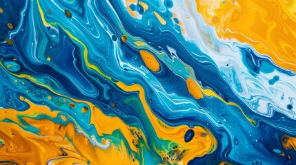 Poster - dynamic swirls of cobalt, ruby, lemon yellow, and forest green appear in this abstract art piece.