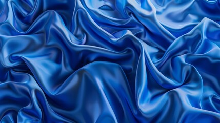 Poster - The blue luxury wavy or folded fabric texture creates a tranquil wave design for a 4K abstract blue background with a great deal of peace and tranquility.
