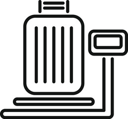 Poster - luggage being weighed on an airport scale, symbolizing travel and baggage allowance