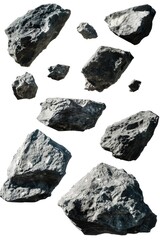 Poster - Close-up shot of a collection of rocks arranged on a white surface