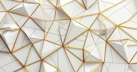 Poster - Background with golden edges and low poly. 3d rendering.