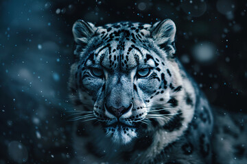 Poster - A mesmerizing close-up of a snow leopard. Wildlife Animals