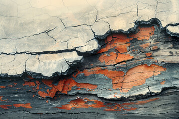 Poster - Black bark with luminous red and blue edges, against a plain beige background,