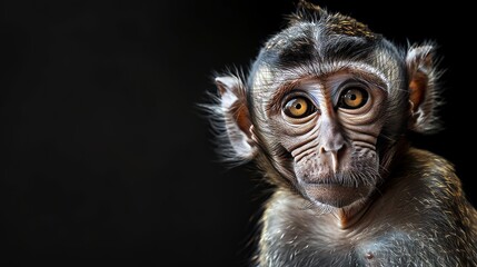 Wall Mural - Stock Photographic Image of a black faced monkey in 8K