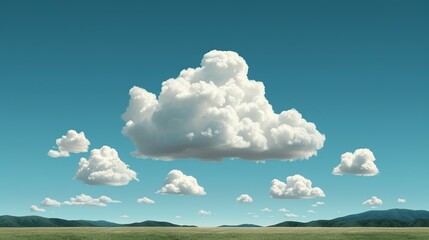 Wall Mural - Tranquil sky with scattered clouds, ideal for calming backgrounds and meditation-themed artwork. Illustrater Image, Shiny, bright, beautiful , Minimalism,