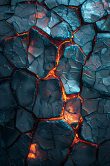 Poster - Minimalist depiction of jagged metal shards glowing in electric turquoise and red, against a solid black backdrop,