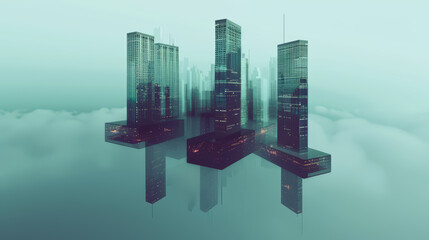 Wall Mural - Floating skyscrapers