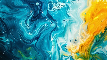 Poster - this abstract art piece displays swirls of cobalt, ruby, lemon yellow, and forest green.