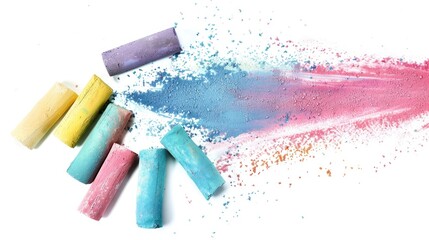 Poster - A colorful pile of chalk and crayons, great for illustrating creativity and artistic expression
